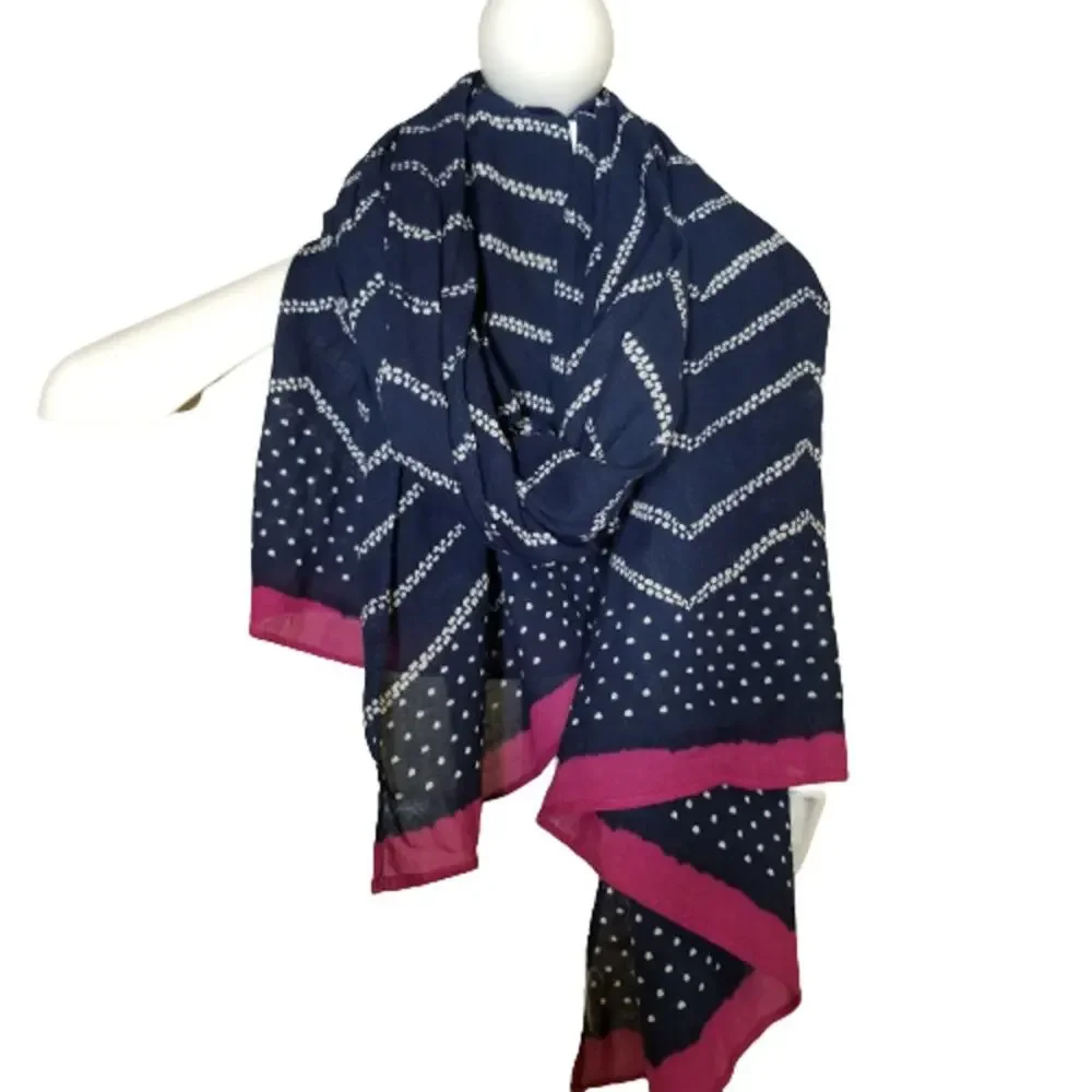 Navy, White and‎ Pink Zig Zag Scarf